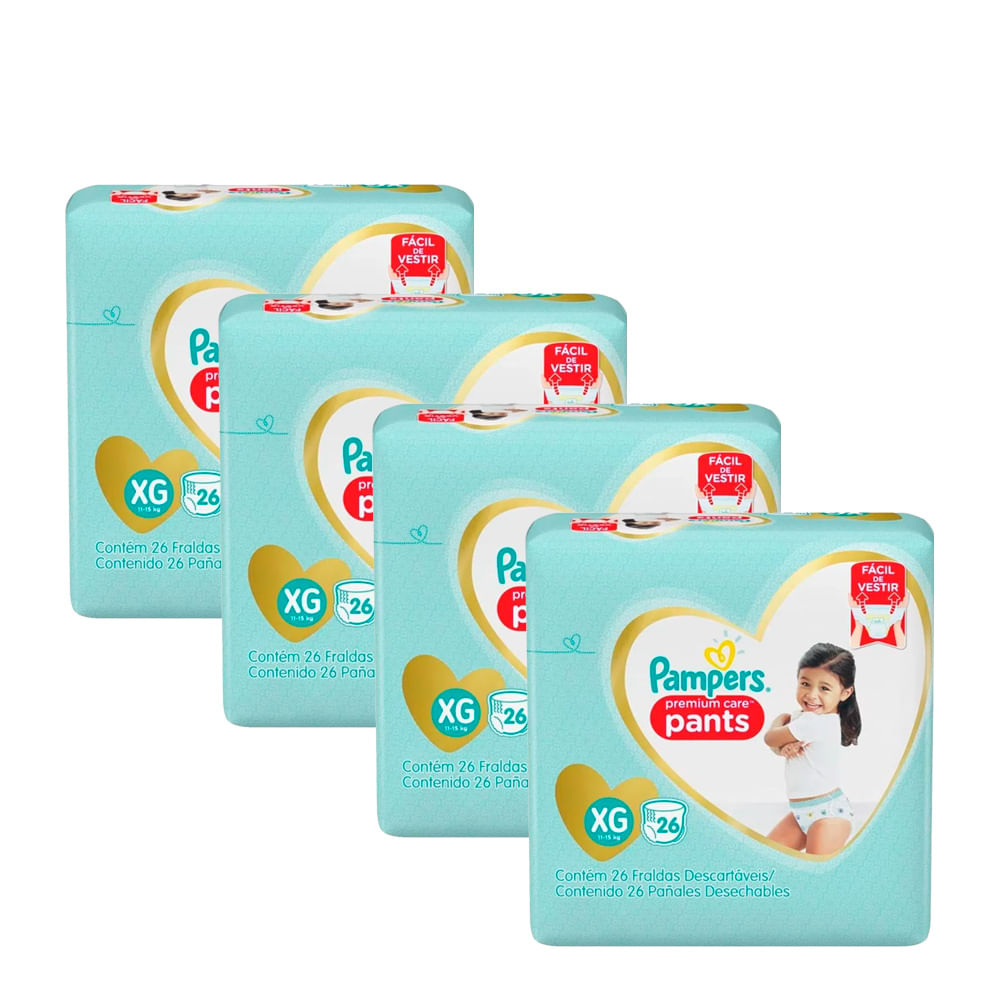 Kit Fralda Pampers Pants Premium Care Xg 26 Unidades 4 Pacotes