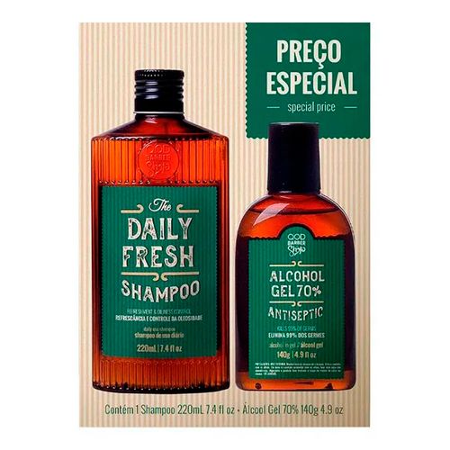 Kit QOD Barber Shop Shampoo Daily Fresh 220ml + Álcool em Gel 70% 140g Kit QOD Barber Shop Shampoo Daily Fresh 220ml + Álcool em Gel 70% 140g
