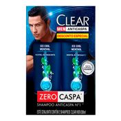 Kit Clear Shampoo Anticaspa 2 em 1 Ice Cool Menthol 200ml 2 Unidades