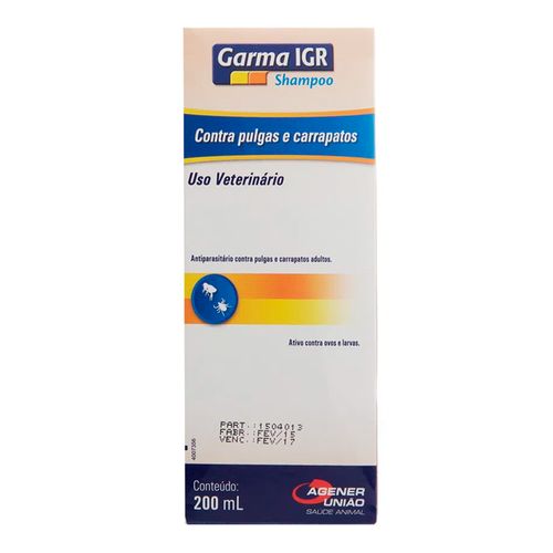 Shampoo Garma Contra Pulgas e Carrapatos IGR 200ml Agener Shampoo Garma Contra Pulgas e Carrapatos IGR 200ml Agener