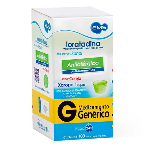 Loratadina 5mg/5ml genérico EMS 100ml - Drogarias Pacheco
