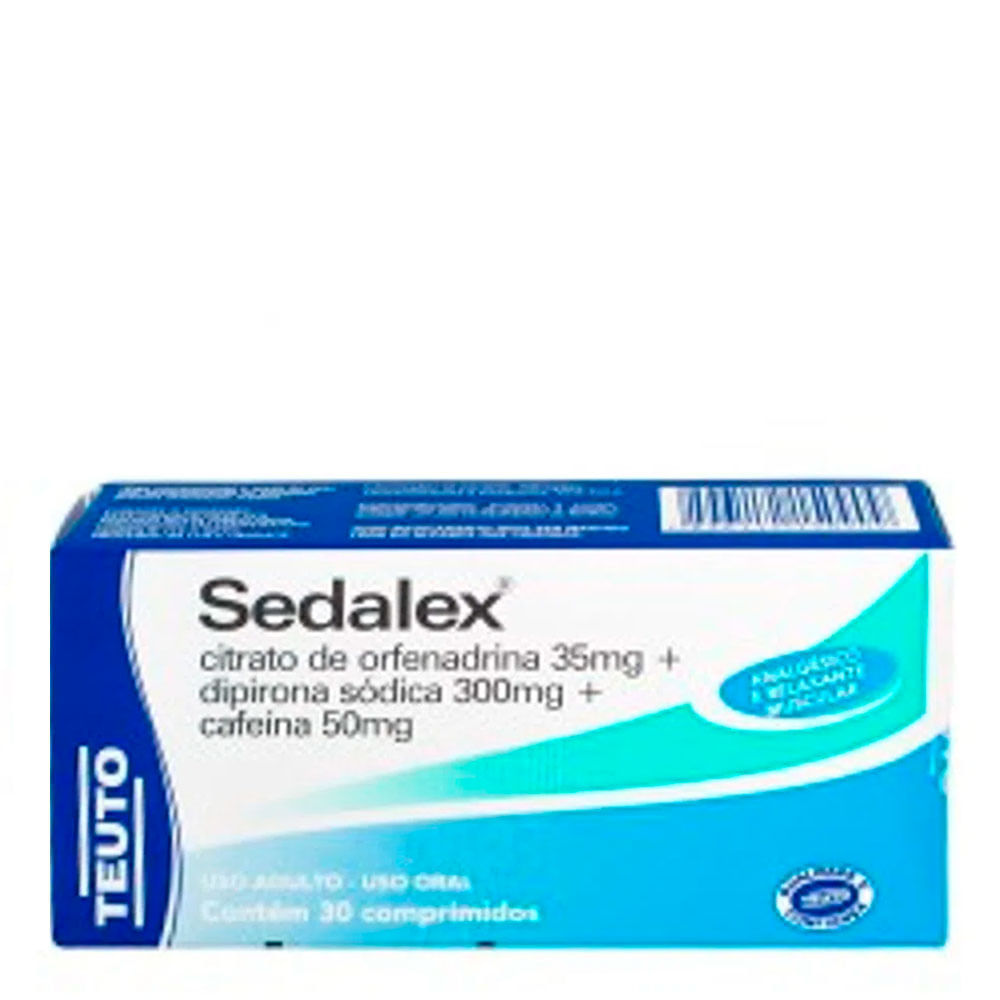 Sedalex 50MG/ML + 300MG/ML + 35MG/ML Comprimido simples - Caixa com 30 Comprimidos