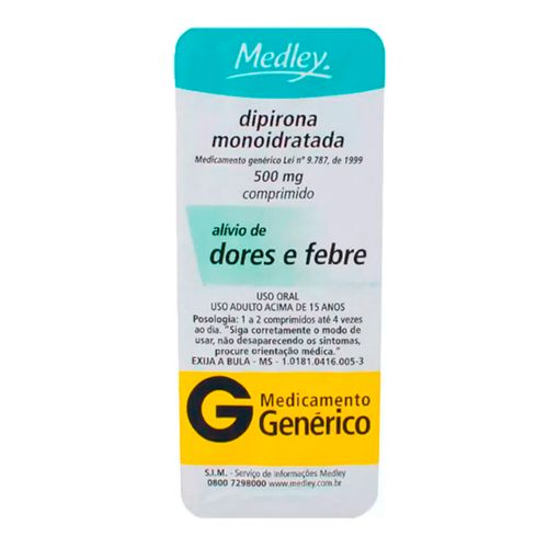 Dipirona-Sodica-500mg-Generico-Medley-4-Comprimidos Dipirona-Sodica-500mg-Generico-Medley-4-Comprimidos