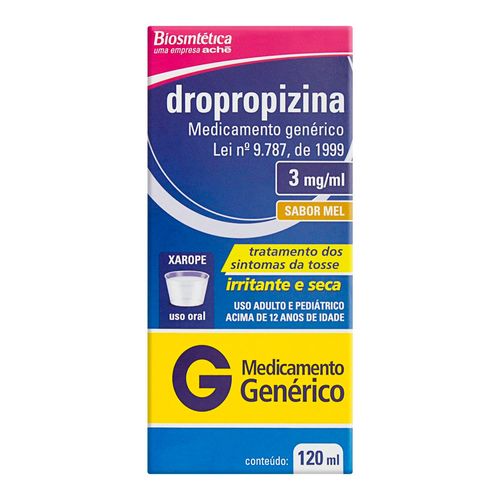 Dropropizina Xarope 3,0mg/ml Genérico Biosintética 120ml