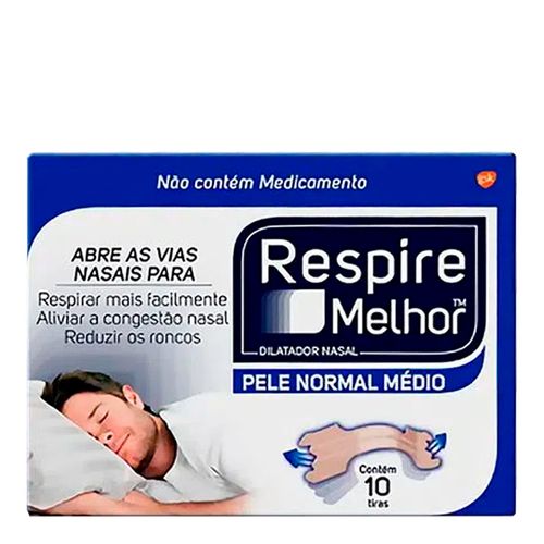 Respire Melhor Mentol GSK Pele Normal Tamanho Médio C/ 10 Tiras Respire Melhor Mentol GSK Pele Normal Tamanho Médio C/ 10 Tiras