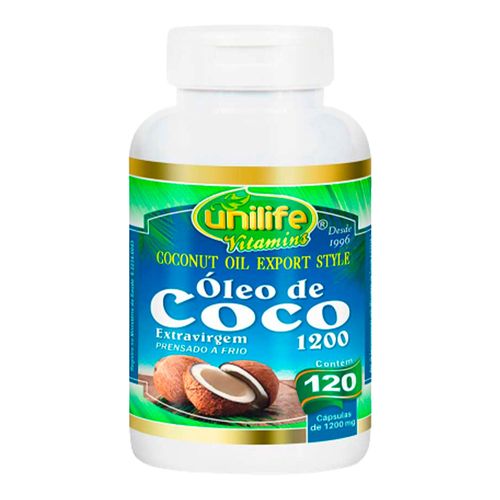 Óleo de Coco Extra Virgem - Unilife - 120 Cápsulas de 1200mg Óleo de Coco Extra Virgem - Unilife - 120 Cápsulas de 1200mg