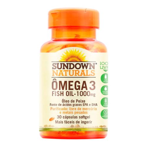 Ômega 3 Fish Oil 1000mg Sundown 30 Cápsulas Ômega 3 Fish Oil 1000mg Sundown 30 Cápsulas