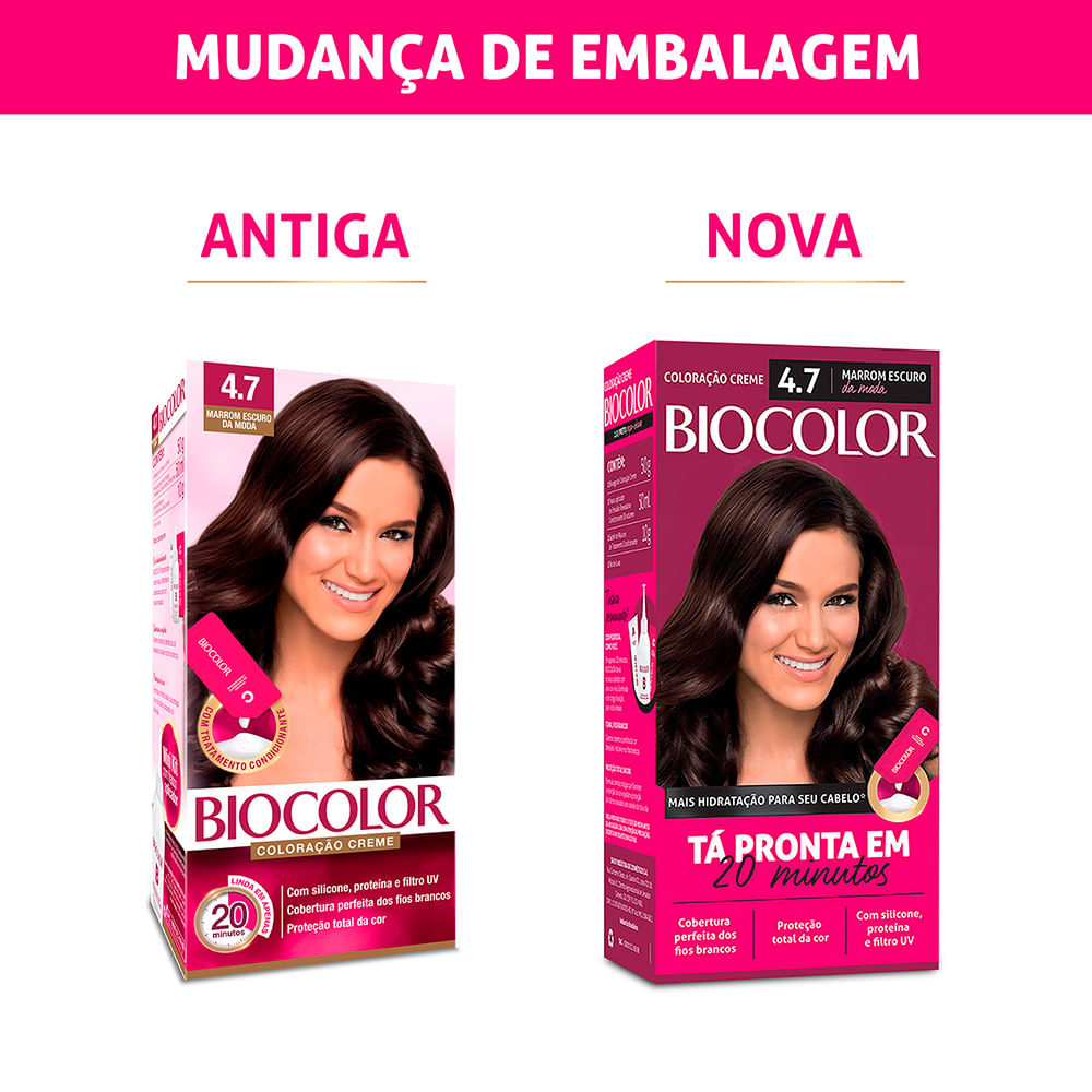 Tinta de Cabelo Biocolor 4.7 Marrom Escuro da Moda - Drogarias Pacheco