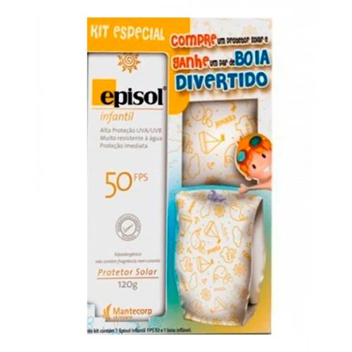 Kit Protetor Solar Episol Infantil FPS50 120g + Boia de Praia Inflável