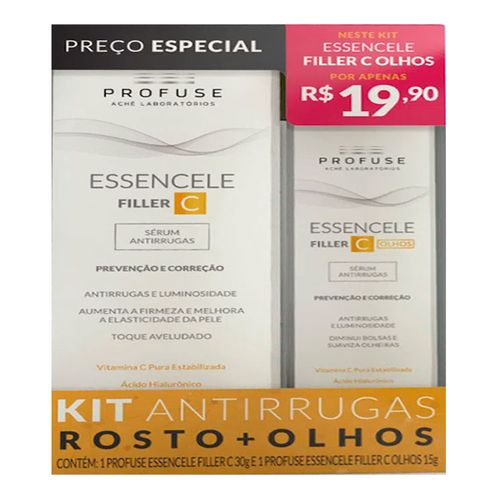 Kit-Profuse-Essencele-Filler-C-Serum-Antirrugas-Rosto-30g---Olhos-15g Kit-Profuse-Essencele-Filler-C-Serum-Antirrugas-Rosto-30g---Olhos-15g