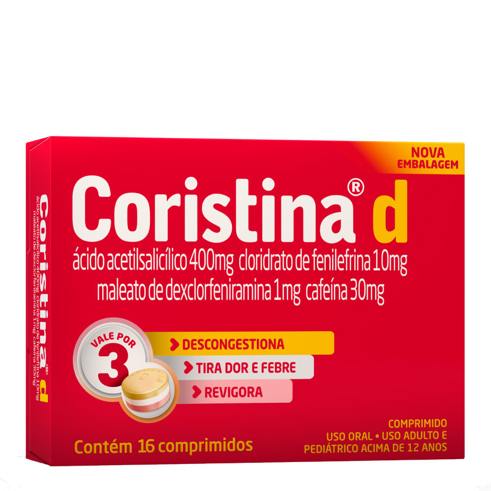 Antigripal Coristina D Hypera 16 Comprimidos - Drogarias Pacheco