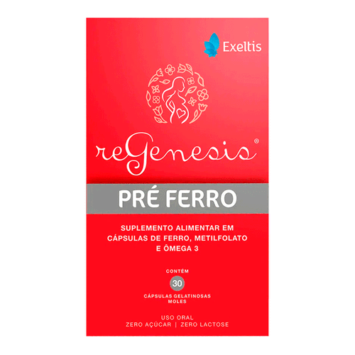 ReGenesis Pré Ferro Exeltis 30 Cápsulas Gelatinosas Moles ReGenesis Pré Ferro Exeltis 30 Cápsulas Gelatinosas Moles