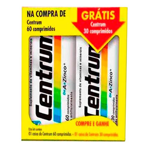 Kit Complexo Vitamínico Centrum A a Zinco 60 Comprimidos + 30 Comprimidos Kit Complexo Vitamínico Centrum A a Zinco 60 Comprimidos + 30 Comprimidos