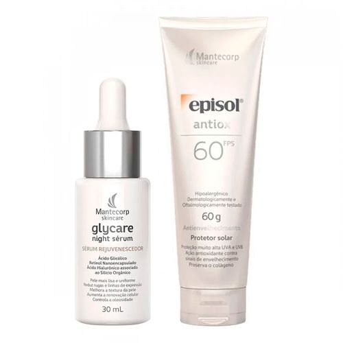 935138690---Kit-Serum-Rejuvelhecedor-Glycare-Night-30ml--Protetor-Solar-Facial-Episol-Antiox-Antienvelhecimento-FPS60-60g