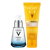 Kit-Vichy-Serum-Fortalecedor-Facial-Mineral-89-30ml---Protetor-Solar-Facial-Ideal-Soleil-Clarify-Cor-Extra-Clara-FPS60-40g