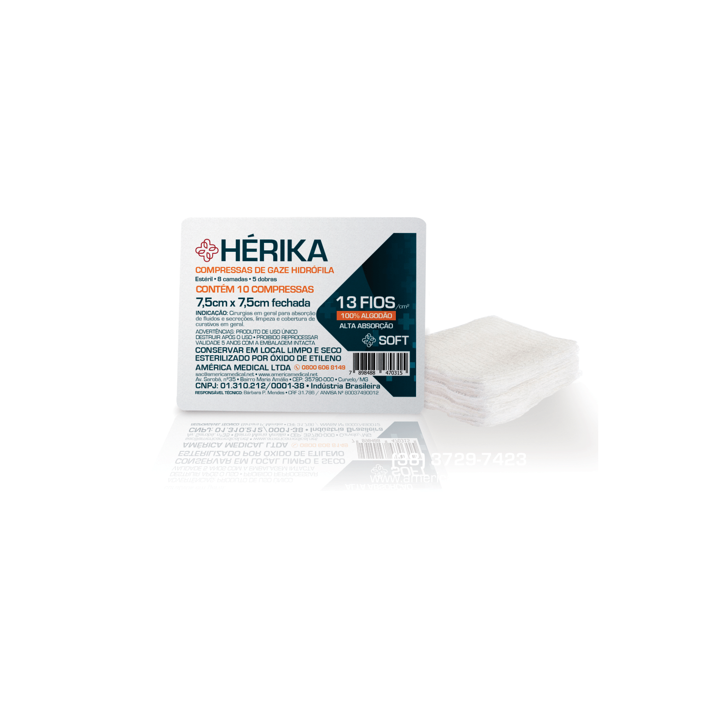 Compressa de Gaze Estéril 13 Fios Herika America