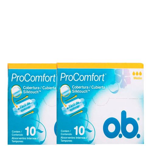 Absorvente O.B. Médio ProComfort 2 Embalagens com 10 Absorventes Cada Absorvente O.B. Médio ProComfort 2 Embalagens com 10 Absorventes Cada