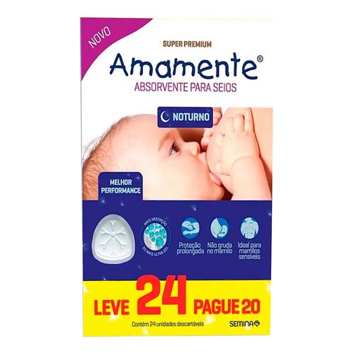 Absorvente Para Seios Amamente Leve 24 Unidades Absorvente Para Seios Amamente Leve 24 Unidades