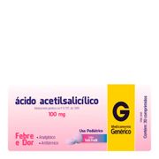 Ácido Acetilsalicilico Infantil 100mg Genérico Cimed 30 Comprimidos