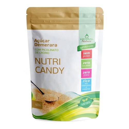 Açúcar Demerara + Picolinato de Cromo Nutri Candy - Herbal Nature - 400g Açúcar Demerara + Picolinato de Cromo Nutri Candy - Herbal Nature - 400g