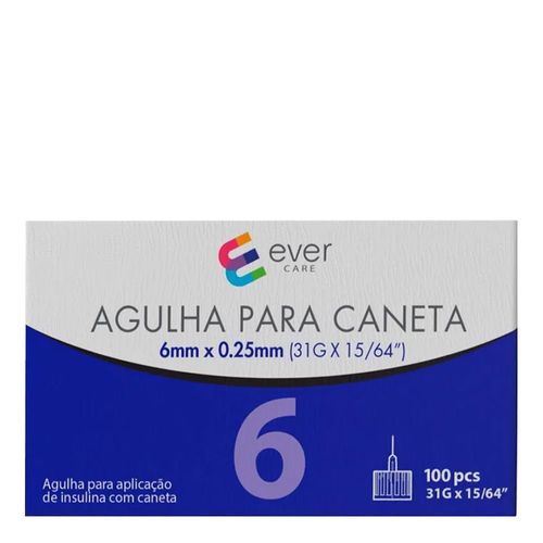 Agulha Caneta Insulina Ever Care 6mm 100 Unidades Agulha Caneta Insulina Ever Care 6mm 100 Unidades