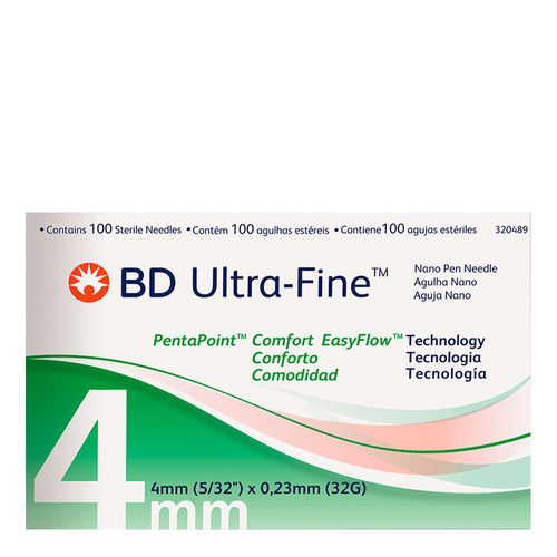 Agulha Insulina Bd Ultra Fine Nano PentaPoint EasyFlow 4mm 100 Unidades Agulha Insulina Bd Ultra Fine Nano PentaPoint EasyFlow 4mm 100 Unidades