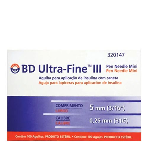 Agulha Insulina BD Ultra-Fine 5mm 100 Unidades Agulha Insulina BD Ultra-Fine 5mm 100 Unidades