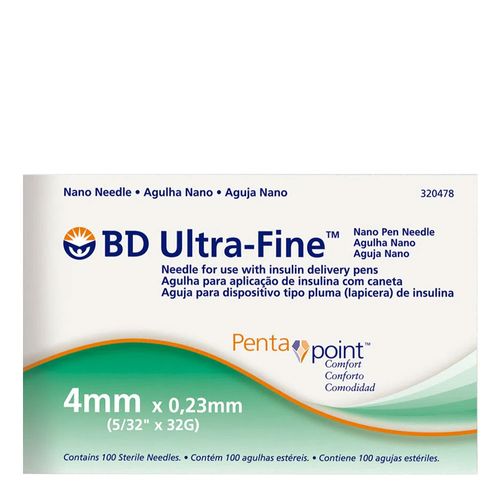 Agulha Insulina BD Ultra-Fine Pentapoint 4mm 100 Unidades Agulha Insulina BD Ultra-Fine Pentapoint 4mm 100 Unidades