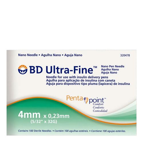 Agulha Insulina BD Ultra-Fine Pentapoint 4mm 100 Unidades