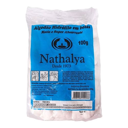 Algodão Hidrófilo Em Bolas 100g Nathalya Algodão Hidrófilo Em Bolas 100g Nathalya
