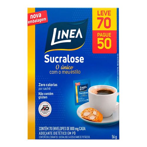 Adoçante Linea Sucralose Pó 70 Envelopes de 800mg Adoçante Linea Sucralose Pó 70 Envelopes de 800mg