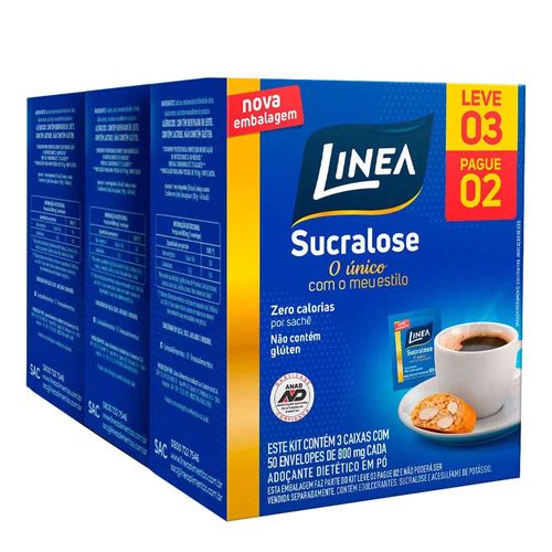 Adoçante Linea Sucralose Pó 8g 50 Envelopes 3 Caixas Adoçante Linea Sucralose Pó 8g 50 Envelopes 3 Caixas