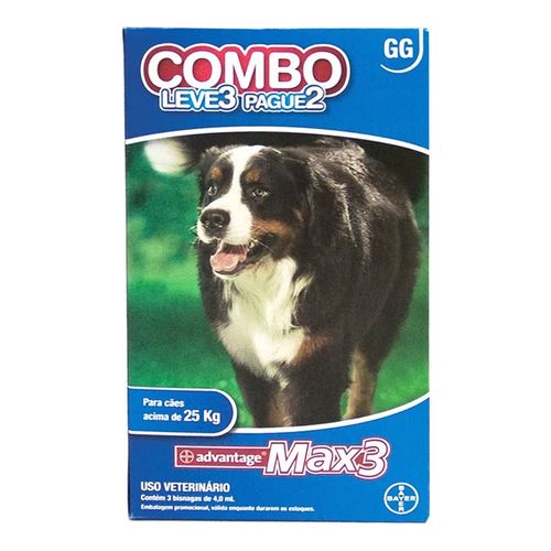 ADVANTAGE MAX 3 COMBO - Para Cães com mais de 25kg - Leve 3 Pague 2 ADVANTAGE MAX 3 COMBO - Para Cães com mais de 25kg - Leve 3 Pague 2