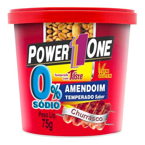 Amendoim Zero Sódio Sabor Churrasco - Power One - 75g Amendoim Zero Sódio Sabor Churrasco - Power One - 75g