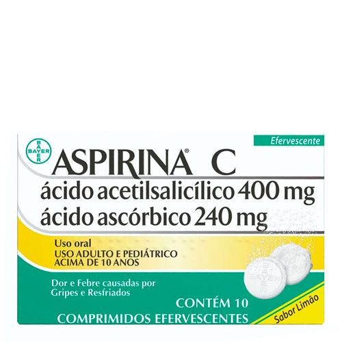 Analgésico Aspirina C 400mg 10 Comprimidos Analgésico Aspirina C 400mg 10 Comprimidos