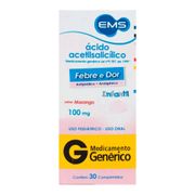 Ácido Acetilsalicílico 100mg Genérico EMS 30 Comprimidos