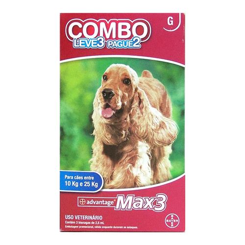ADVANTAGE MAX 3 COMBO - para Cães de 10g até 25kg - Leve 3 Pague 2 ADVANTAGE MAX 3 COMBO - para Cães de 10g até 25kg - Leve 3 Pague 2