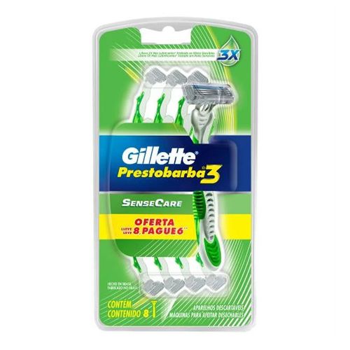 Aparelho Barbeador Prestobarba 3 Sensecare 8 Unidades Aparelho Barbeador Prestobarba 3 Sensecare 8 Unidades