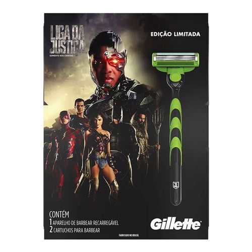 Aparelho de Barbear Gillette Mach3 Sensitive Liga da Justiça + 2 Cargas Aparelho de Barbear Gillette Mach3 Sensitive Liga da Justiça + 2 Cargas