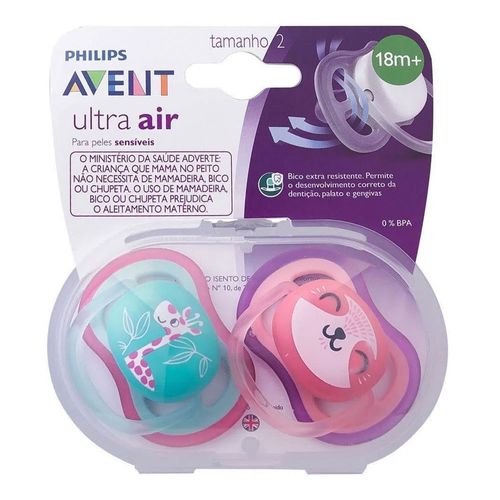 Chupeta Avent Ultra Air +18 Meses Rosa E Verde 2 Unidades Chupeta Avent Ultra Air +18 Meses Rosa E Verde 2 Unidades