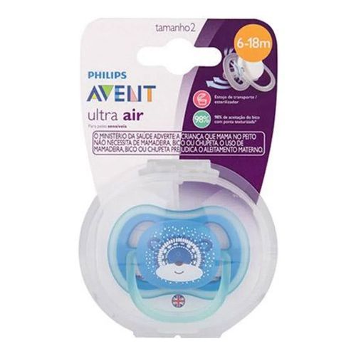 Chupeta Avent Ultra Air Azul 6-18 Meses Chupeta Avent Ultra Air Azul 6-18 Meses