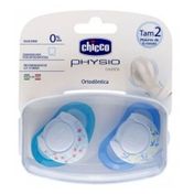 Chupeta Chicco Physio Ring Azul Bico de Silicone Tamanho 2 Com 2 unidades