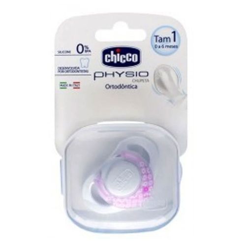 Chupeta Chicco Physio Ring Rosa Bico Silicone Tamanho 1 - 0 A 6 Meses C/1 Unidades