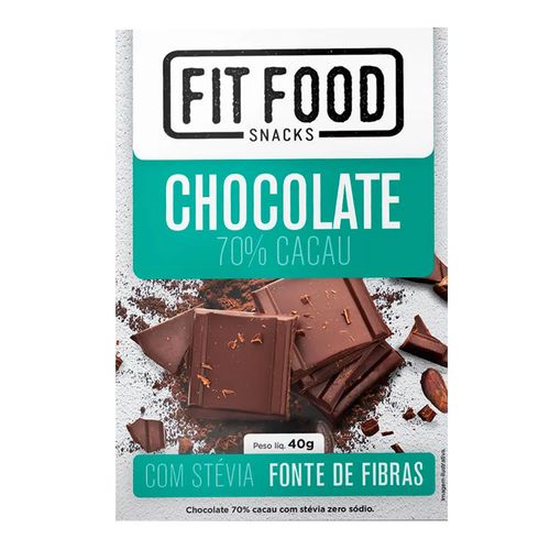 Chocolate 70% Cacau Adoçado com Stevia - Fit Food - 40g Chocolate 70% Cacau Adoçado com Stevia - Fit Food - 40g