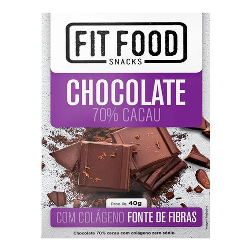 Chocolate 70% Cacau com Colágeno - Fit Food - 40g Chocolate 70% Cacau com Colágeno - Fit Food - 40g