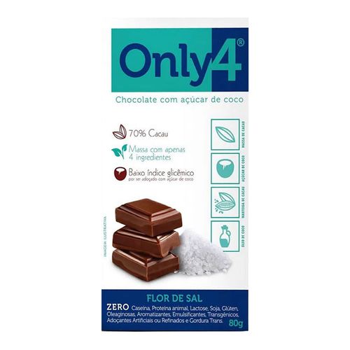 Chocolate 70% Cacau com Flor de Sal - Only 4 - 80g Chocolate 70% Cacau com Flor de Sal - Only 4 - 80g