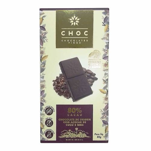 Chocolate 80% Cacau Com Nibs - Choc Chocolates - 80g Chocolate 80% Cacau Com Nibs - Choc Chocolates - 80g