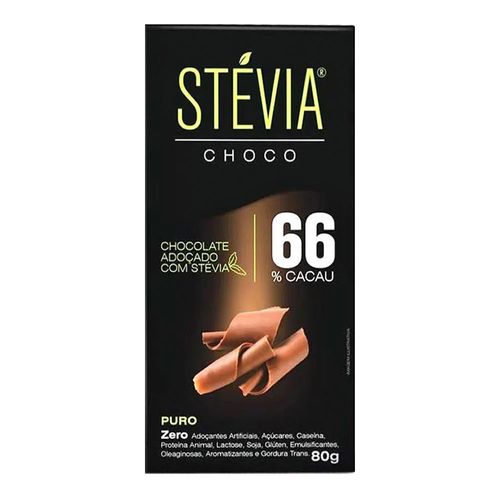 Chocolate Adoçado com Stevia 66% Cacau - Stevia Choco - 80g Chocolate Adoçado com Stevia 66% Cacau - Stevia Choco - 80g