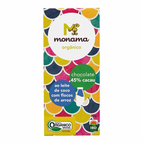 Chocolate Ao Leite de Coco com Flocos de Arroz - Monama - 60g Chocolate Ao Leite de Coco com Flocos de Arroz - Monama - 60g