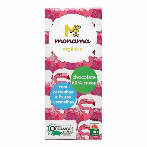 Chocolate com Recheio de Castanha de Caju, Baru, Blueberry e Cranberry - Monama - 60g Chocolate com Recheio de Castanha de Caju, Baru, Blueberry e Cranberry - Monama - 60g